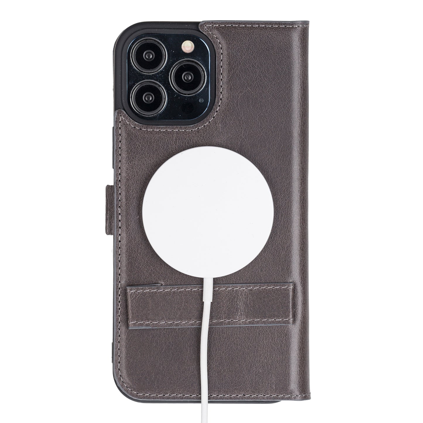 iPhone 13 Pro Max (6.7") Leather MagSafe Stand Wallet Case RFID Protection  - Rustic Black